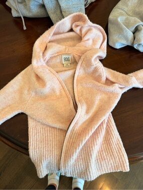 BDG Blush Pink Hooded Zip Cardigan
